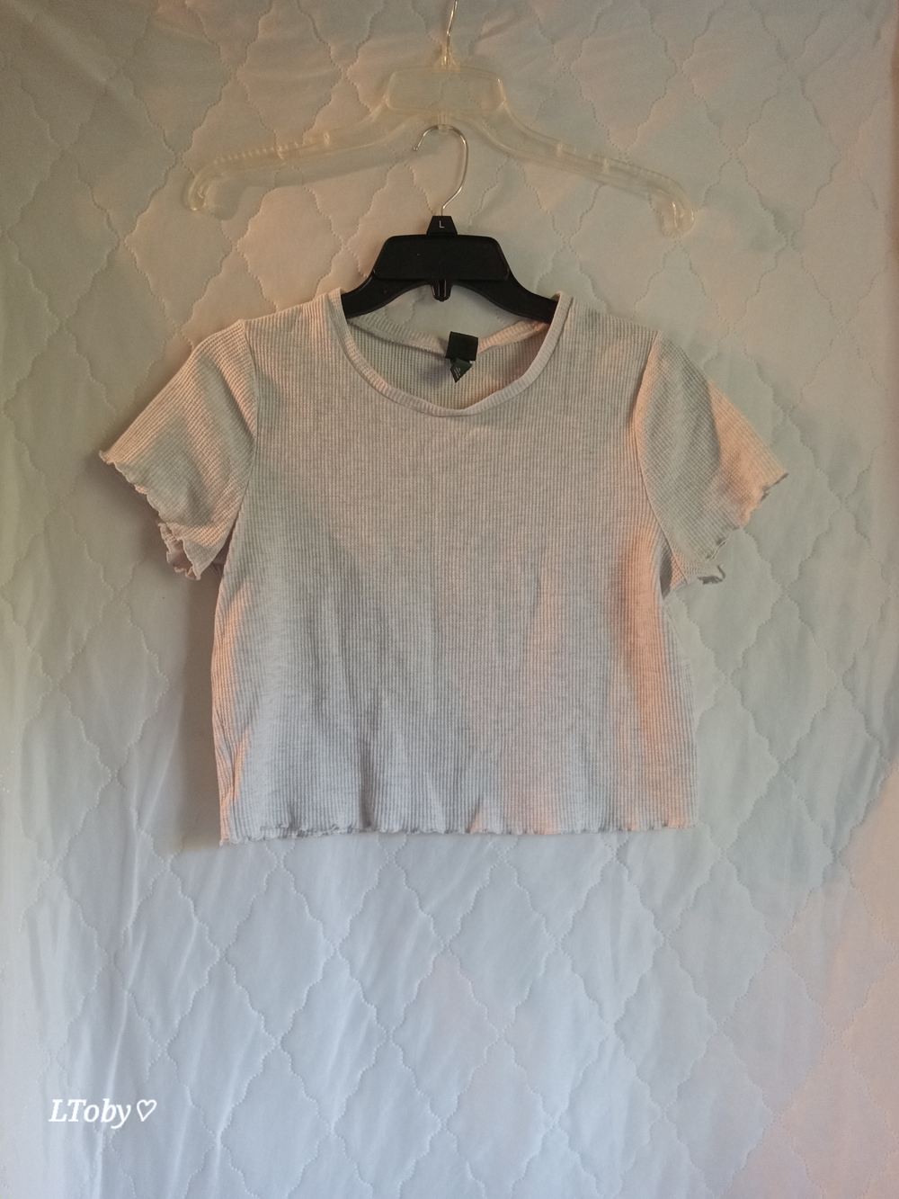 wild fable Grey Ribbed Short Sleeve Crop Top